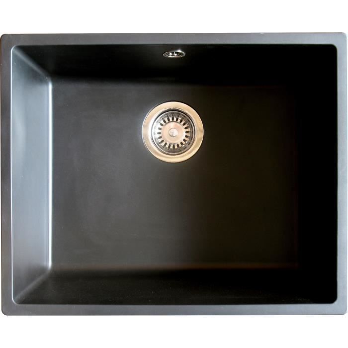 ESSEBAGNO SIERRA EVIER RESINE NOIRE 1 CUVE Evier en résine noir 440x440 mmCuve 400*400Hauteur 200 mm1 cuve
