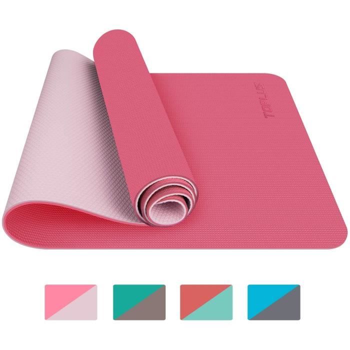 Tapis de Yoga, Tapis Gym, Couleur Rose Clair, 183x61x0.6 cm, Tapis de Sol pour Sport, Fitness