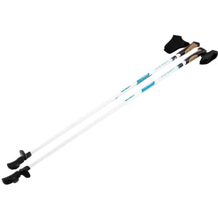 Bâtons de marche nordique - KLARFIT SUPERLETIC Nordic FX 80 Essential - 110 cm - Pour marcheur d' 1m66>1m73 - 80% carbone - Blanc