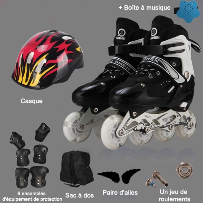 Rollers In Line Pour Enfants Roues LED Illuminées Patins à Roulettes Cadeaux 5 Pièces Avec Boîte à Musique