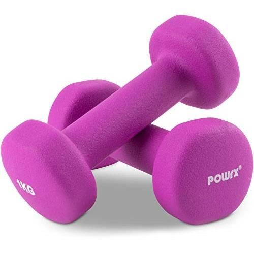 POWRX Haltères en néoprène (Rose, 2 x 1kg)