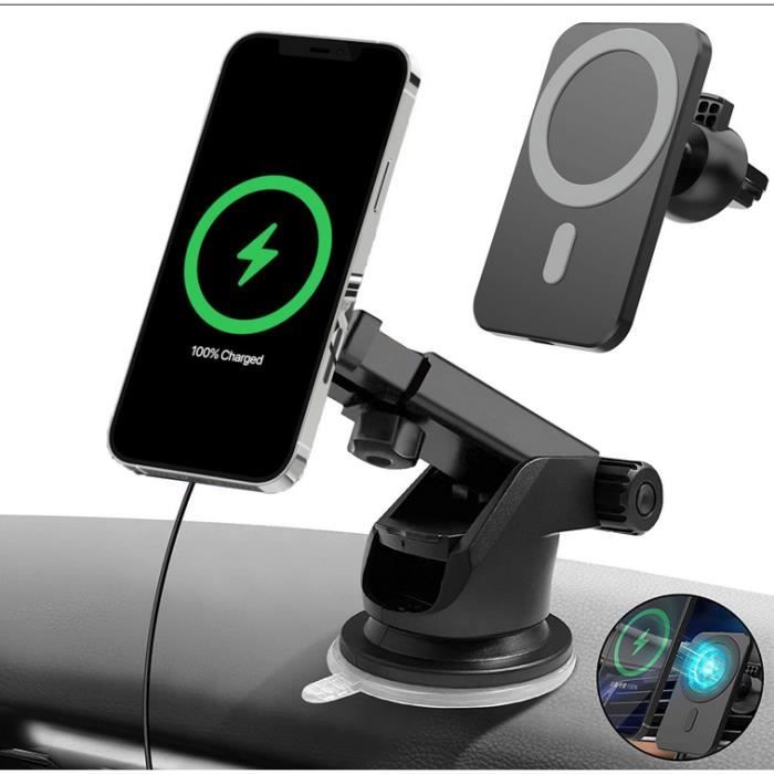 Chargeur sans Fil Induction Voiture,15W Support Magnétique Téléphone Voiture et Grille d'aération pour iPhone 12 Pro, iPhone 12 Pro