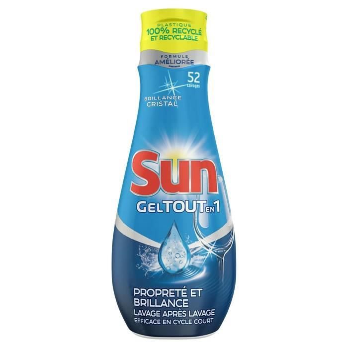 LOT DE 2 - SUN : Tout-en-1 - Gel lave-vaisselle propreté & brillance 52 lavages 900 ml