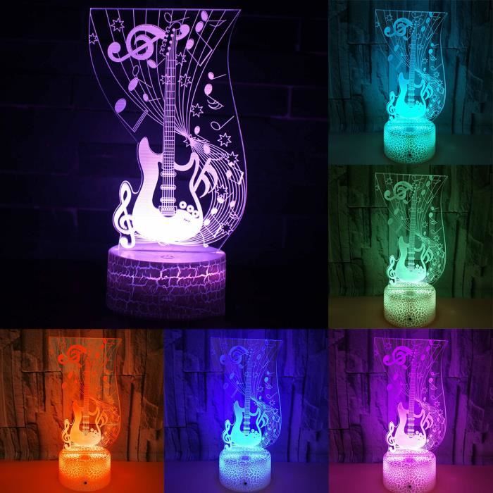 TEMPSA Veilleuse Guitare 3D LED Lampe 7 Couleurs Transformer Décorative Lampe De Bureau Décor À La Maison télécommande