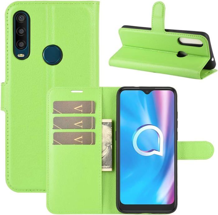 Housse de protection pour Alcatel 1SE 2020 avec texture litchi, support, portecartes et porte