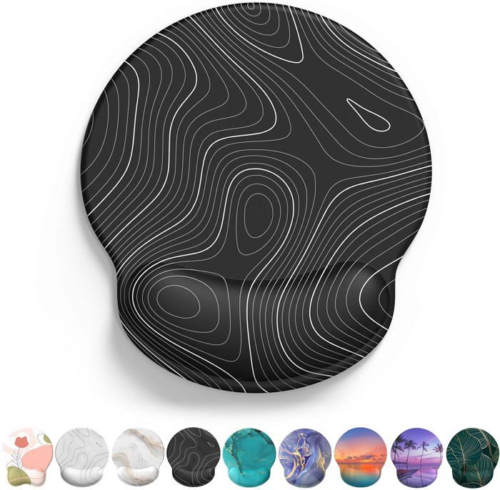 GRIRIW 2 Tapis Souris Avec Repose-Poignet En Silicone – Antidérapant, Ergonomique, Design Mandala Astronaute – Pour Bureau Et Maison