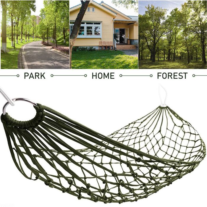 Lit de couchage Portable en Nylon maille hamac pour voyage en plein air Camping bleu vert rouge susp Jardin piscine < Mobilier de j