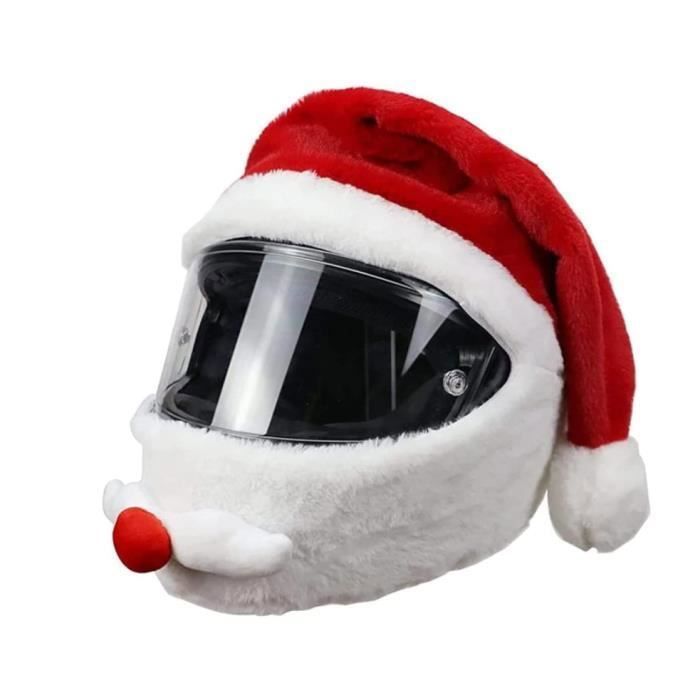 Housse Casque Moto Père Noël + Gants – Couvre-Chef Noël Amusant, Chaud Et Festif Pour Casque Standard