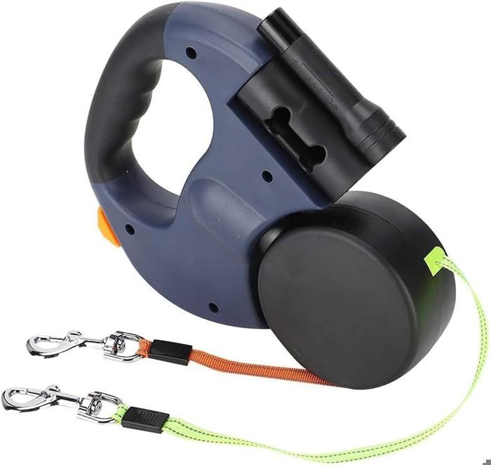 Meilleurs prix pour Laisse Double pour Chien Rétractable,3m,Télescopique Lisse Solide et Résistant aux Morsures,Fil Réfléchissant,Jusqu'à 50 LB