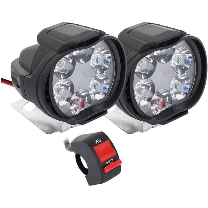 WEIGR Lot De 2 Phares LED Supplémentaires Pour Moto 12 V 4000 Lm Phare