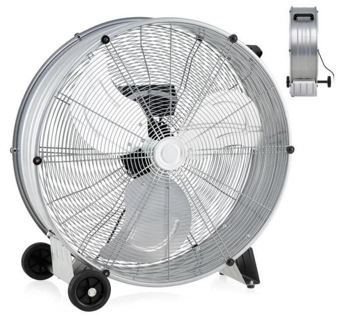 Ventilateur de Sol - RELAX4LIFE - 180W - 3 Vitesses - Bouton d’Ajustement - 2 Roulettes - Poignée Latérale - 65X67CM - Argenté - Relax4Life
