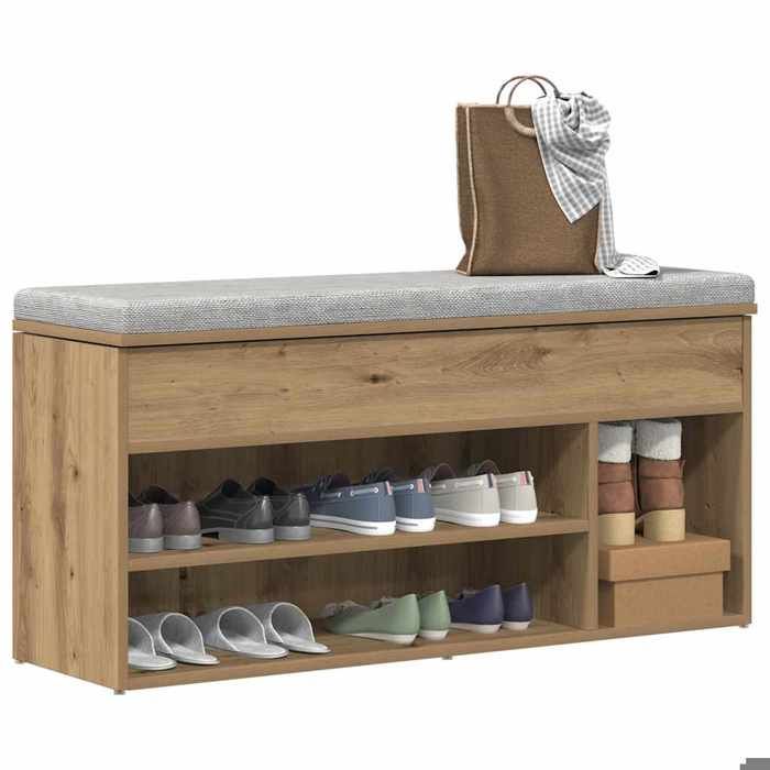 UNIQUE Meuble d’entrée LMT - Banc à chaussures chêne artisanal 102x30 5x45cm bois ingénierie cozy783373