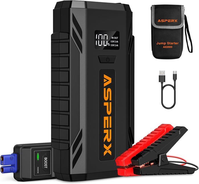 Booster De Batterie Voiture JDMCAR 5000A - Démarreur Portable 12V Pour Moteurs Jusqu'à 9L Diesel, Avec LED Et USB
