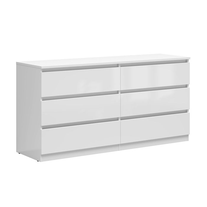 Commode 6 tiroirs Petits-meubles - Edwin - 150 x 45 x 75cm - Blanc Commode 6 tiroirs Petits-meubles - Edwin - 150 x 45 x 75cm - Blanc