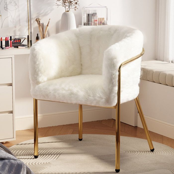 Chaise de loisirs individuelle Chaise dressing salon et chambre à coucher luxe quatre pieds en métal imitation duvet de