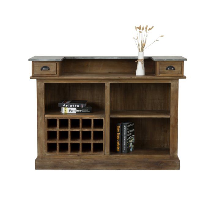 Meuble de bar en bois de cèdre recyclé et métal - Spritz - Maison Pavane