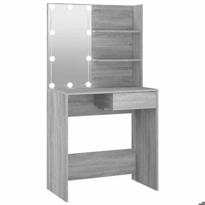 CLARENCE® Coiffeuse avec LED - Contemporain - Pour femmes/filles - Sonoma gris 74 5x40x141 cm FR269
