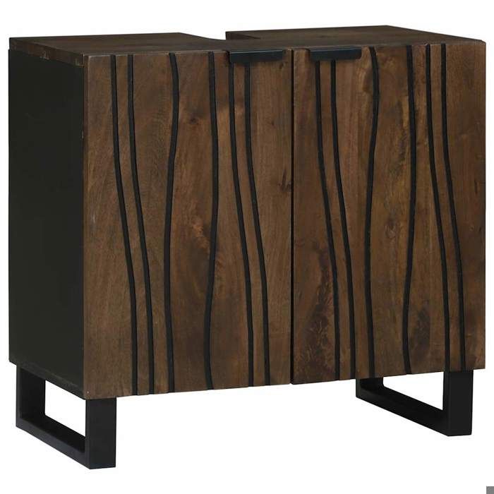 Autumn saleMeuble pour Vasque à Poser/Meuble WC - Meuble Sous Lavabo avec étagère Marron Noir 62 x 33 x 58 cm 2025900847