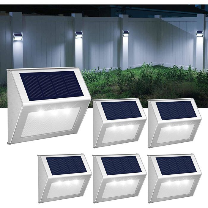 Lampe solaire - Blanc - Inox - Imperméable - 6PCS