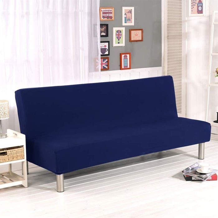 Housse Clic Clac 190x140CM Couverture de Canapé Extensible sans Bras 3 Places - Protection de Meubles pour canapé Pliable - Bleu