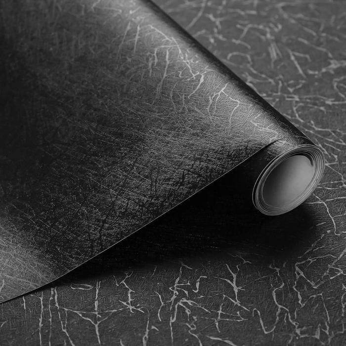 Papier Adhesif pour Meuble Noir Imperméable Film Autocollant Meuble Papier Vinyle Adhesif Décoration pour Chambre Murs 30x300cm