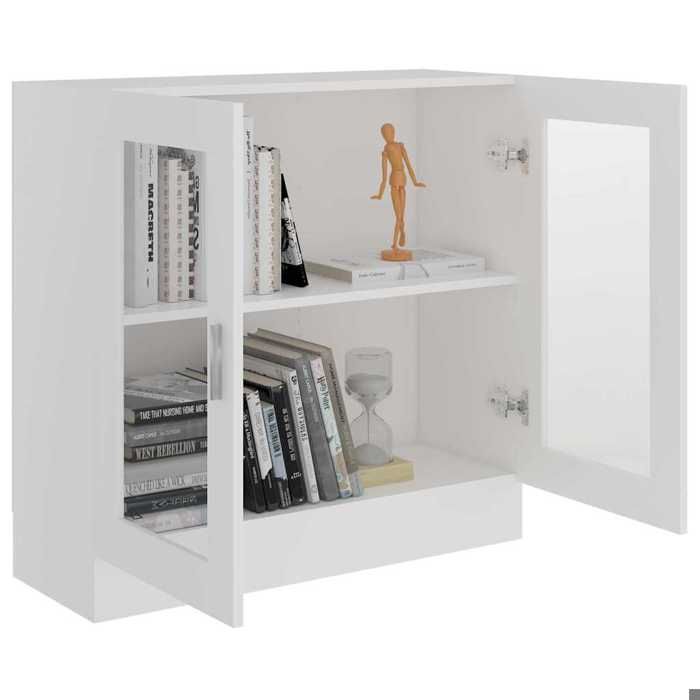 Armoire à vitrine - WIENS - Blanc - 82 5x30 5x80 cm - Bois dingénierie - Verre - Style Scandinave Moderne