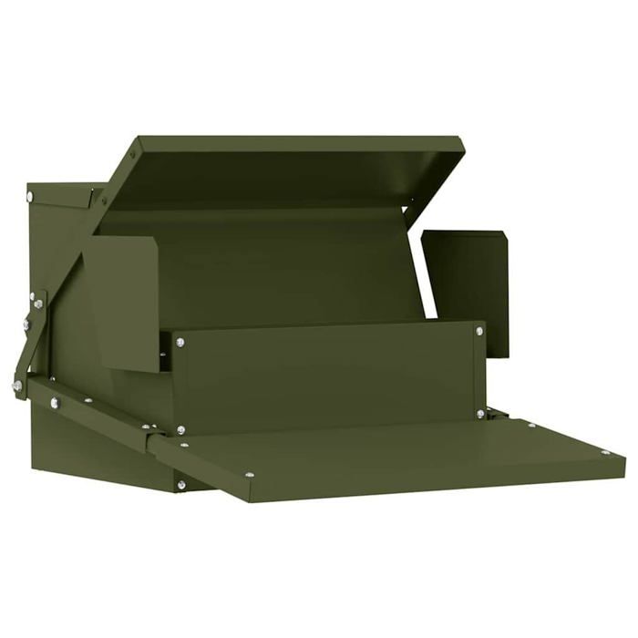 Mangeoire à pédale pour poulets - vidaXL - Vert olive - 50x40x29 cm - Acier laminé à froid - Durable