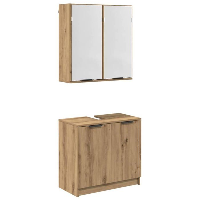 Ensemble de meubles de salle de bain - vidaXL - Chêne artisanal - Bois dingénierie - 645x335x59 cm - Miroir plan