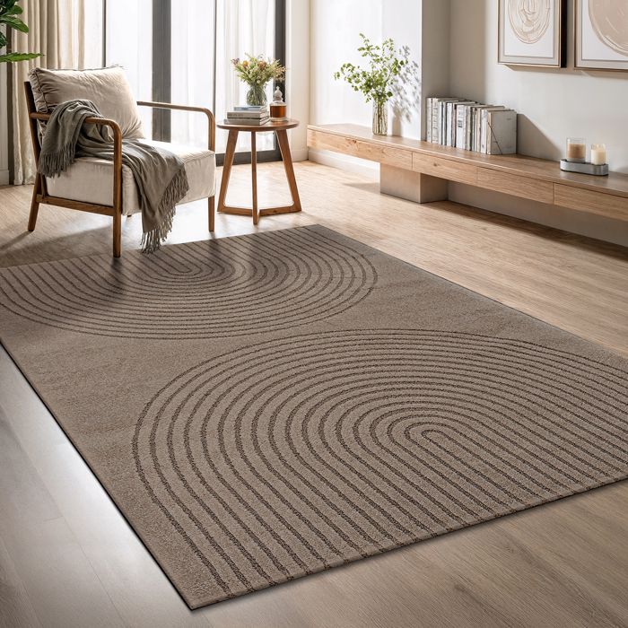 the carpet Elisa tapis de salon moderne design géométrique haute densité de velours et agréablement doux Braun 140 x 200 cm
