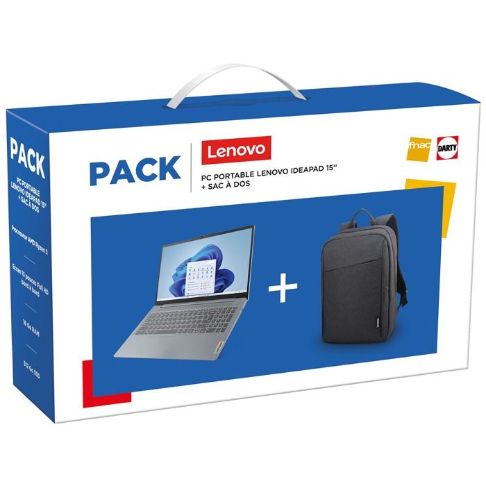 IdeaPad Slim 3 15AMN8 82XQ 15 6 AMD Ryzen 5 RAM SSD arctique + Sac à dos - vue 4