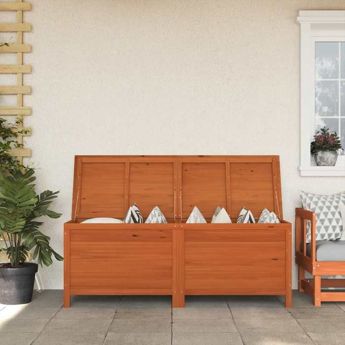 Coffre de rangement Malle de jardin Grande marron bois massif de sapin 150x50x56.5 cm C119