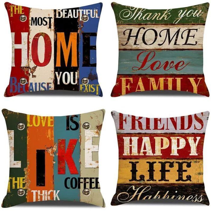 Housse de Coussin Lot de 4 45X45cm Décoratif Canapé Taie doreiller Decoration Canapé Housses de Coussin Décoration pour Chambre ...