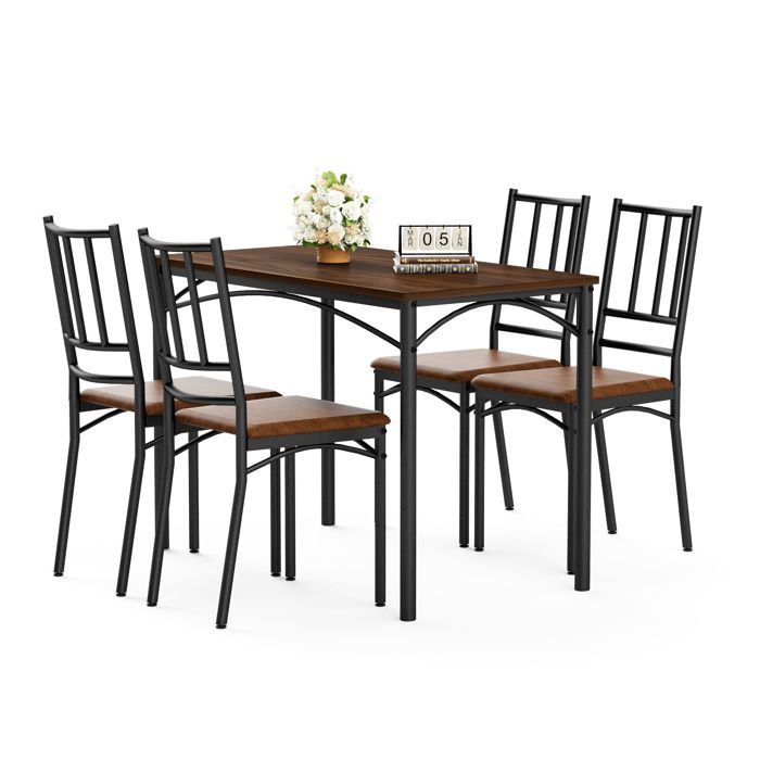 Ensemble de table à manger table de bar avec 4 chaises de salle à manger table de cuisine avec chaises pour cuisine salon Noir