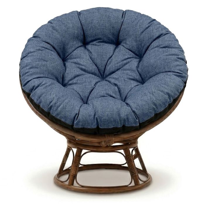 Coussin Papasan 110 cm Bleu Jean Lin Écologique – Coussin Rond pour Fauteuil Suspendu