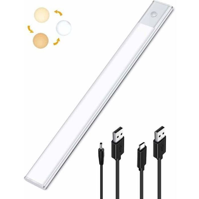 Barre LED Cuisine ULISEM – Rechargeable USB & Batterie 1500mAh – Détecteur de Mouvement – 40 cm – Blanc