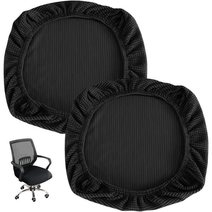 2 Housse pour Chaises ÉlastiquesHousse Assise Chaise BureauHousses Fauteuil GamingProtege Chaise Salle a Manger - Noir