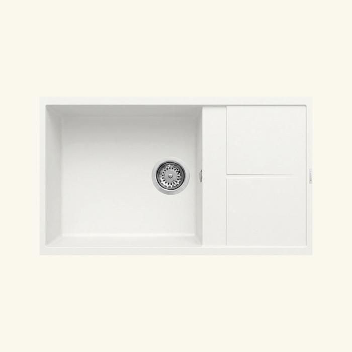 Evier granit blanc ivoire Luisina MAESTOSO 1 grand bac 1 petit égouttoir 86x50 500x860 Evier granit blanc ivoire Luisina MAESTOSO 1 grand bac 1 petit égouttoir 86x50 500x860