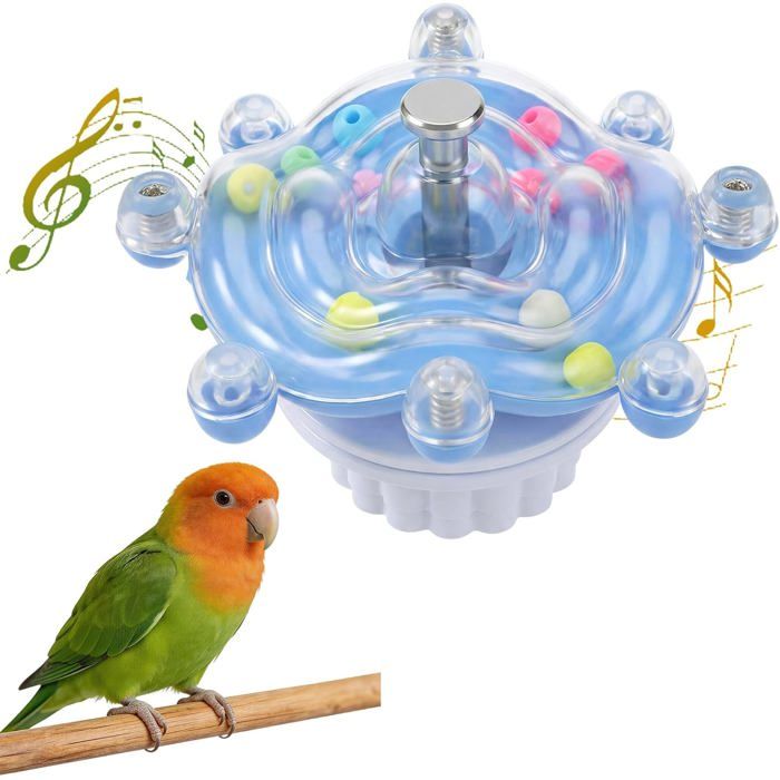 Petit jouet interactif rotatif pour oiseaux – environ 6 cm de diamètre – facile à utiliser – adapté aux perruches ondulées perruche