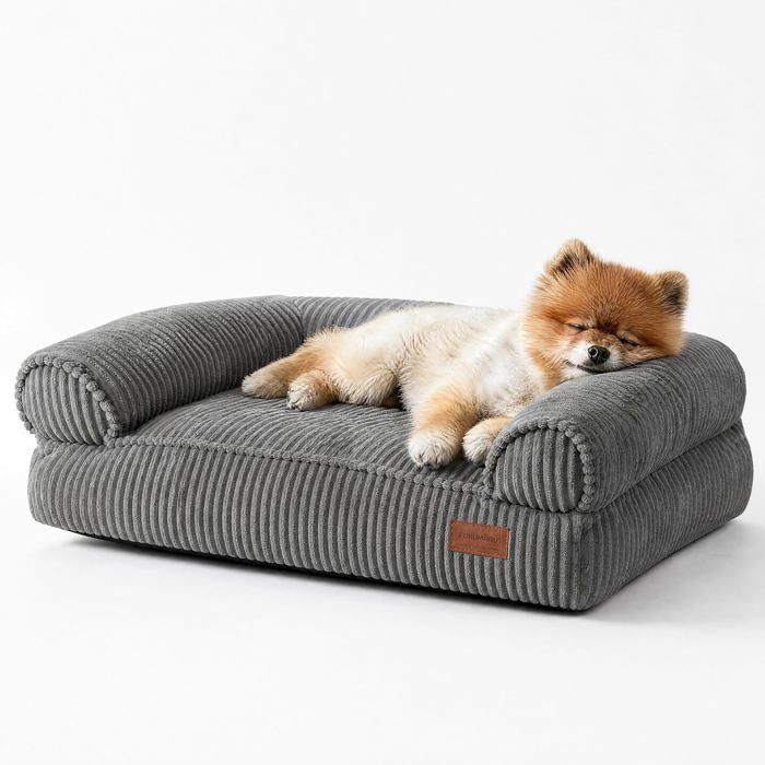 Panier Chien Chat Coussin Dehoussable Lavable - Canapé Antidérapant Petits Chiens - Lit Confortable Chat Taille M 71 cm - Gris Foncé