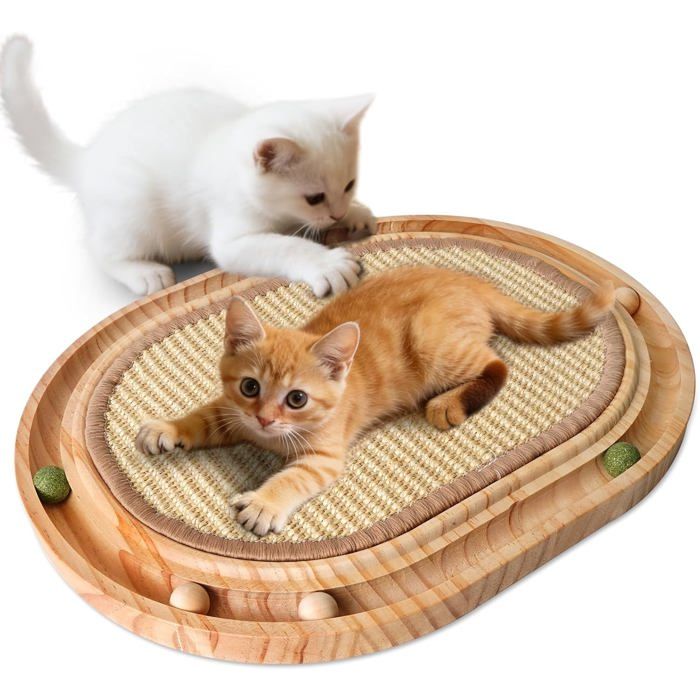 Griffoir En Sisal Pour ChatJouet 2 En 143X33X2.5 Cm Chat Griffoir RéutilisableChaise Longue Avec 6 Petite Balle Pour Tous Les