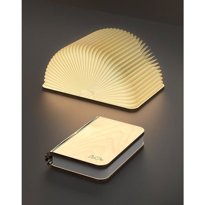 Lampe Livre en Bois 12CM Pliable à Piles Écirage Ambiant LED Magnétique pour Décoration Maison Small Maple MAPLE LAMPE DECORATIVE