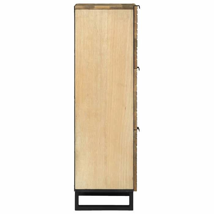 Beige Commode Salon CHIC Highboard Armoire haute Marron 40x33x110 cm bois de manguier massif N17329