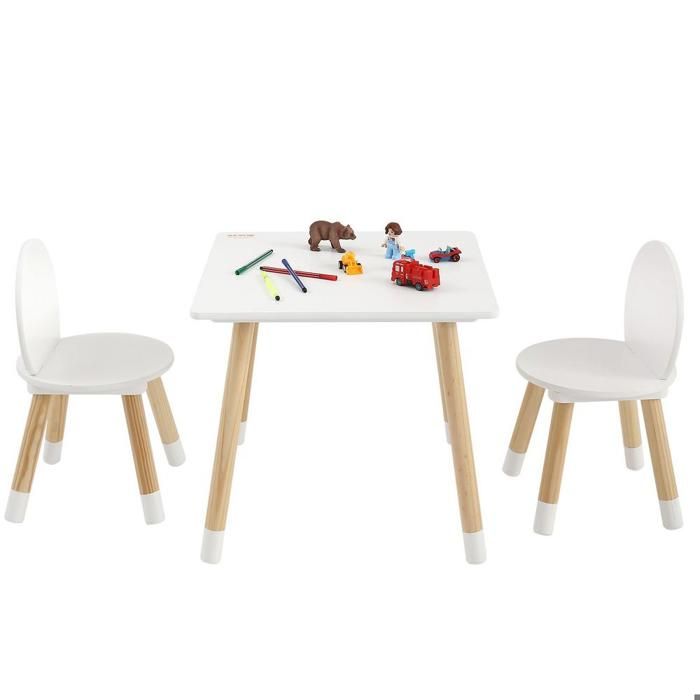 Assemblage facile ensemble table enfant avec 2 chaises plateau facile à nettoyer pour jouer lire et étudier