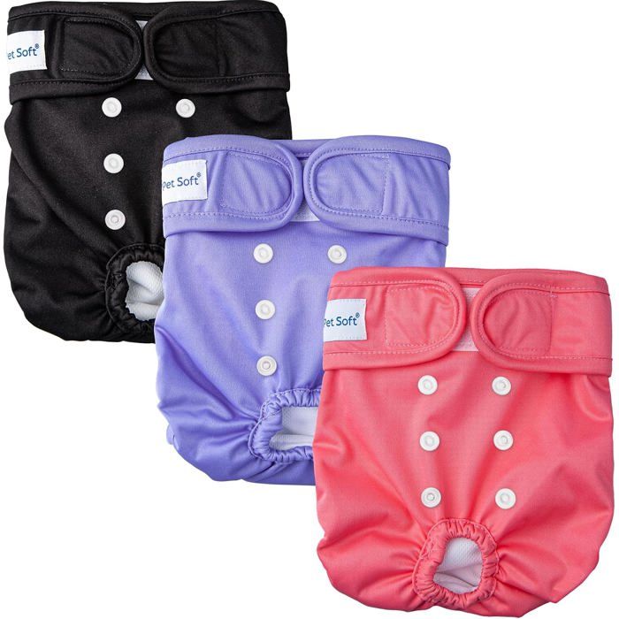 Couche Chien Femelle Lot De 3 Culotte Chiennes Chaleurs Couches Lavables Pour Chien Femelle Avec Ceinture Anti-Fuite (Clair[C67]