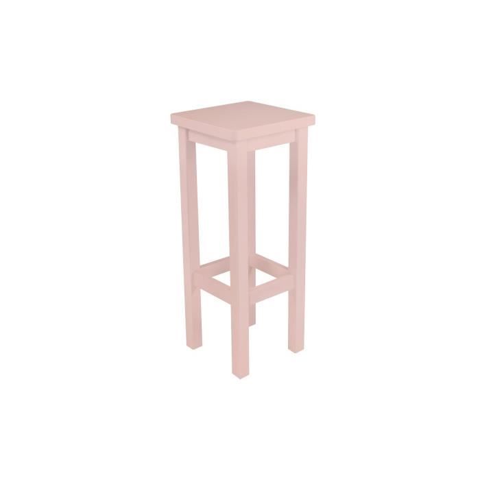 tabouret de bar - abc meubles - bois massif - rose pastel - h.80 cm