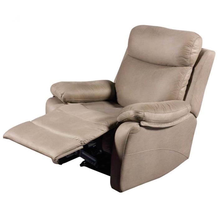 Nabarniz Fauteuil Relax Manuel Tissu Gris