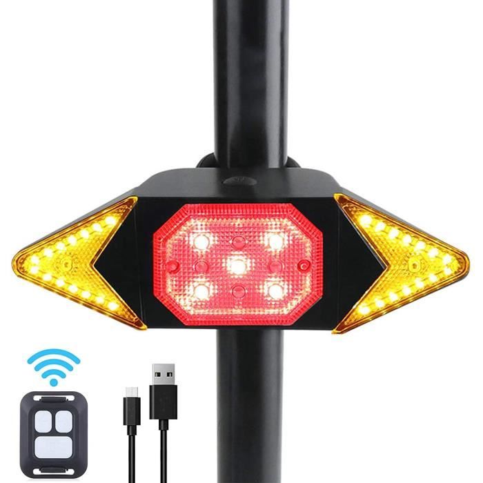 Flintronic Feu Arrière Vélo Clignotant Avec Télécommande Sans Fil – 5 Modes + Klaxon Puissant, Rechargeable USB, Étanche IPX4, Super Visible De Nuit