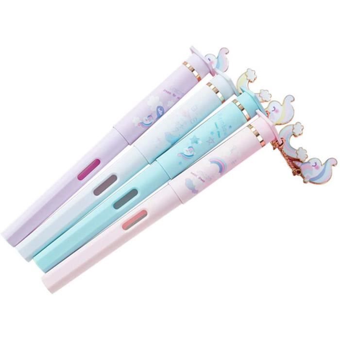 4 pcs fine point stylo plume arc en ciel stylos en métal fontaine calligraphie écriture journal