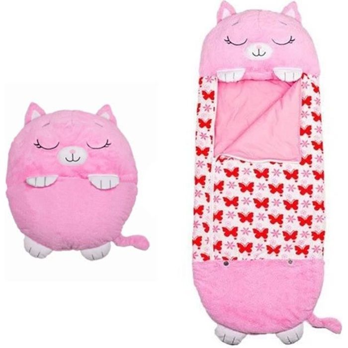 Pink Cat Sac de couchage pour enfants Flanelle Vêtements rampants