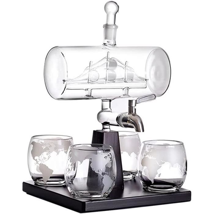 Globe Decanter Set,Carafe de Vodka Carafe à Whisky Globe en Verre à Haute Teneur en Borosilicate